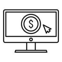 Web money monitor icon, outline style vector