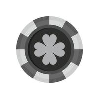 Casino chip clover icon, flat style vector