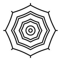 icono de paraguas de vista superior, estilo de contorno vector
