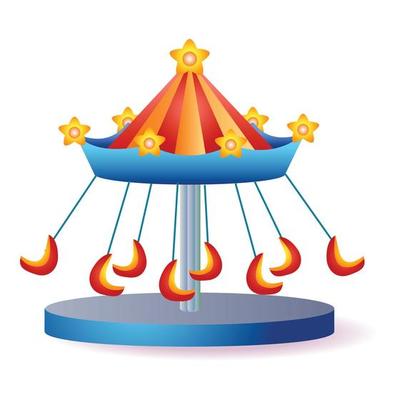 Funny carousel icon, cartoon style