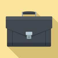 Leather briefcase icon, flat style vector