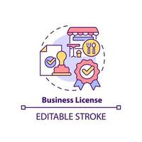 Business license concept icon. Legitimize foodservice establishment abstract idea thin line illustration. Legal document. Isolated outline drawing. Editable stroke. vector