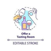 Offer tasting room concept icon. Successful restaurant business abstract idea thin line illustration. Wine unique flavors. Isolated outline drawing. Editable stroke. vector