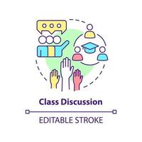 Class discussion concept icon. Group meetings. Learning environment abstract idea thin line illustration. Isolated outline drawing. Editable stroke. vector