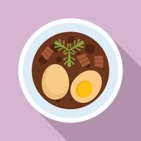 icono de comida tailandesa de huevo hervido, estilo plano vector