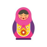 Russian nesting doll icon, flat style vector