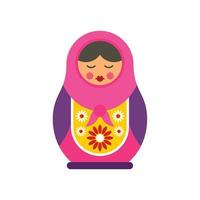 Russian nesting doll icon, flat style vector