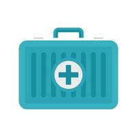 Beach first aid kit icon, flat style vector