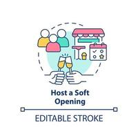 Host soft opening concept icon. Opening restaurant checklist abstract idea thin line illustration. Invite-only event. Isolated outline drawing. Editable stroke. vector