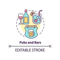 Pubs and bars concept icon. Food service industry abstract idea thin line illustration. Serving alcoholic drinks. Isolated outline drawing. Editable stroke. vector