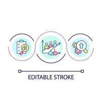 Clinical research and quality improvement loop concept icon. Health care abstract idea thin line illustration. Analyze patient outcomes. Isolated outline drawing. Editable stroke. vector