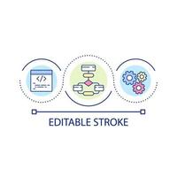 Programming loop concept icon. Improve website code. Technical search engine optimization abstract idea thin line illustration. Isolated outline drawing. Editable stroke. vector