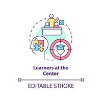 Learners at center concept icon. Student-centered education. Principle of learning abstract idea thin line illustration. Isolated outline drawing. Editable stroke. vector