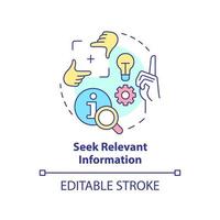 Seek relevant information concept icon. Useful knowledge. Learning technique abstract idea thin line illustration. Isolated outline drawing. Editable stroke. vector