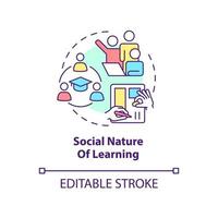 Social nature of learning concept icon. Class teamwork. Principle of learning abstract idea thin line illustration. Isolated outline drawing. Editable stroke. vector