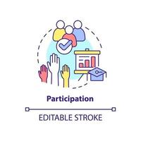 Participation concept icon. Learning process engagement. Principle of learning abstract idea thin line illustration. Isolated outline drawing. Editable stroke. vector