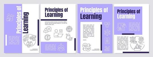 Principles of learning purple brochure template. Psychology. Leaflet design with linear icons. Editable 4 vector layouts for presentation, annual reports.