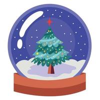 christmas tree in snow sphere vector