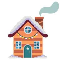 christmas house with snow vector