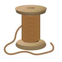 Wood cable coil icon, cartoon style vector