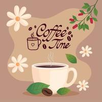 coffee time lettering with cup vector