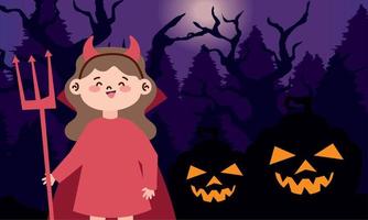 girl in devil disguise at night vector