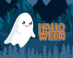 letras de halloween con fantasma vector