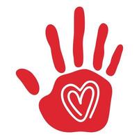 red hand print with heart vector