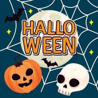 halloween lettering with spiderweb vector