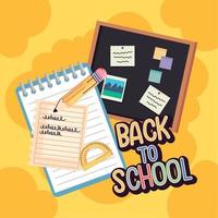 back to school lettering with notebook vector