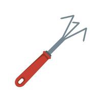 Metal hand rake icon, flat style vector