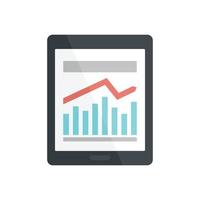 Management graph on tablet icon, flat style vector