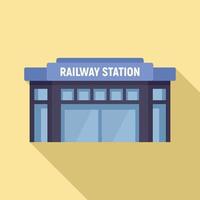 Glass railway station icon, flat style vector