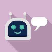 Happy chatbot icon, flat style vector