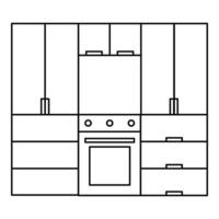 icono de muebles de cocina, estilo de esquema vector