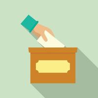 Hand put in election box icon, flat style