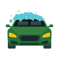 icono de coche de lavado de espuma, estilo plano vector