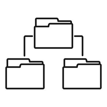 icono de red de carpetas, estilo de contorno vector