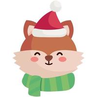 cute fox with christmas clothes vector