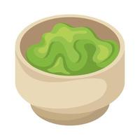 salsa guacamole en plato vector