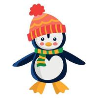 penguin wearing winter clothes vector