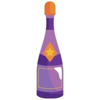 purple champagne bottle celebration vector