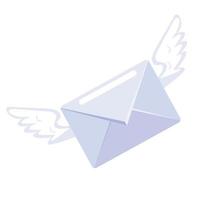 envelope email with wings vector