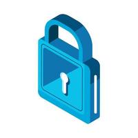 blue secure padlock isometric vector