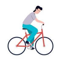 hombre montando bicicleta vector