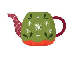 christmas teapot decorative vector