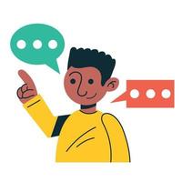 man with speech bubbles talking vector