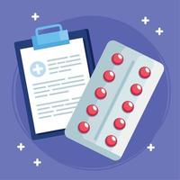 medical order and pills vector