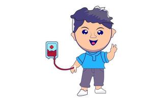 Cute boy man blood transfusion cartoon vector