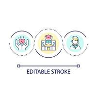 Nurse training program loop concept icon. Certified nursing assistant abstract idea thin line illustration. Professional certification. Isolated outline drawing. Editable stroke. vector